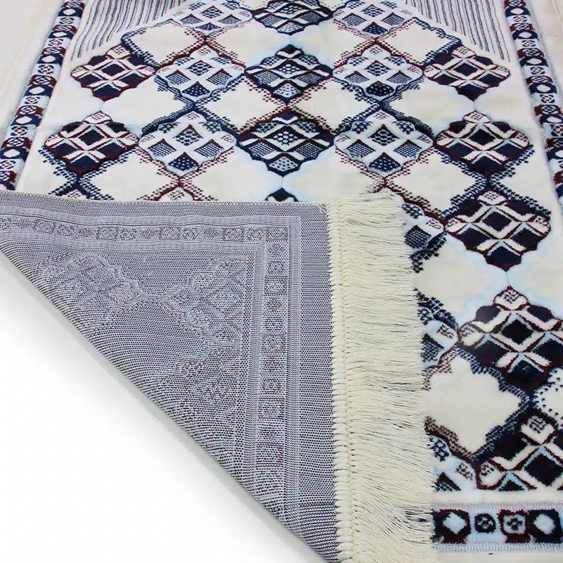 Megane Seccade White, Black & Blue Prayer Mat