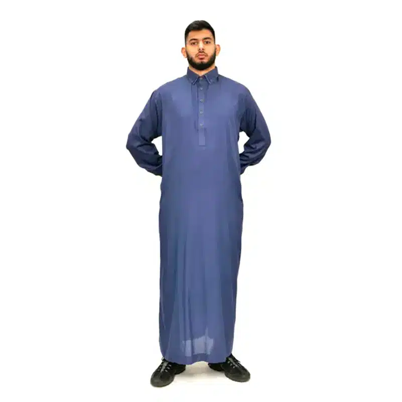 Men's Tuxedo Collared Blue Thobe 632- 2