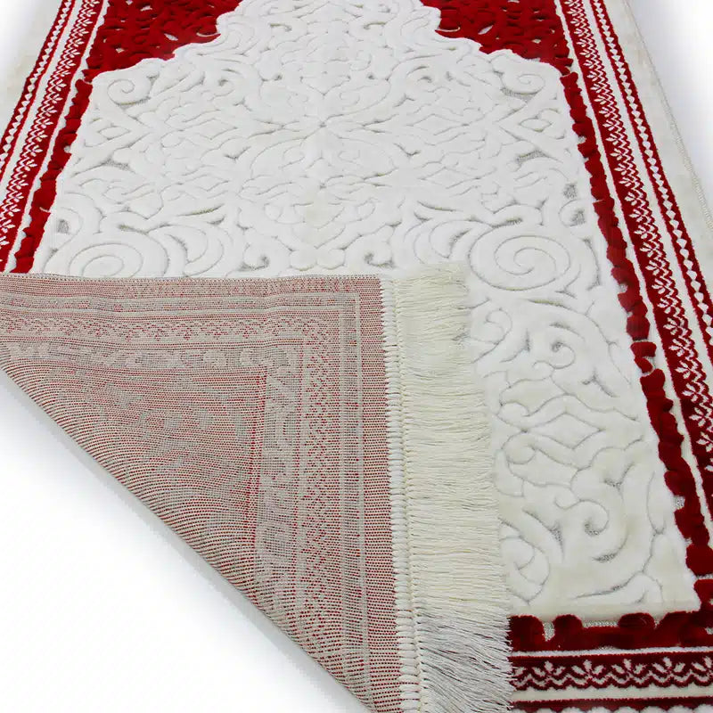 Sina Secc White And Red Prayer Mat