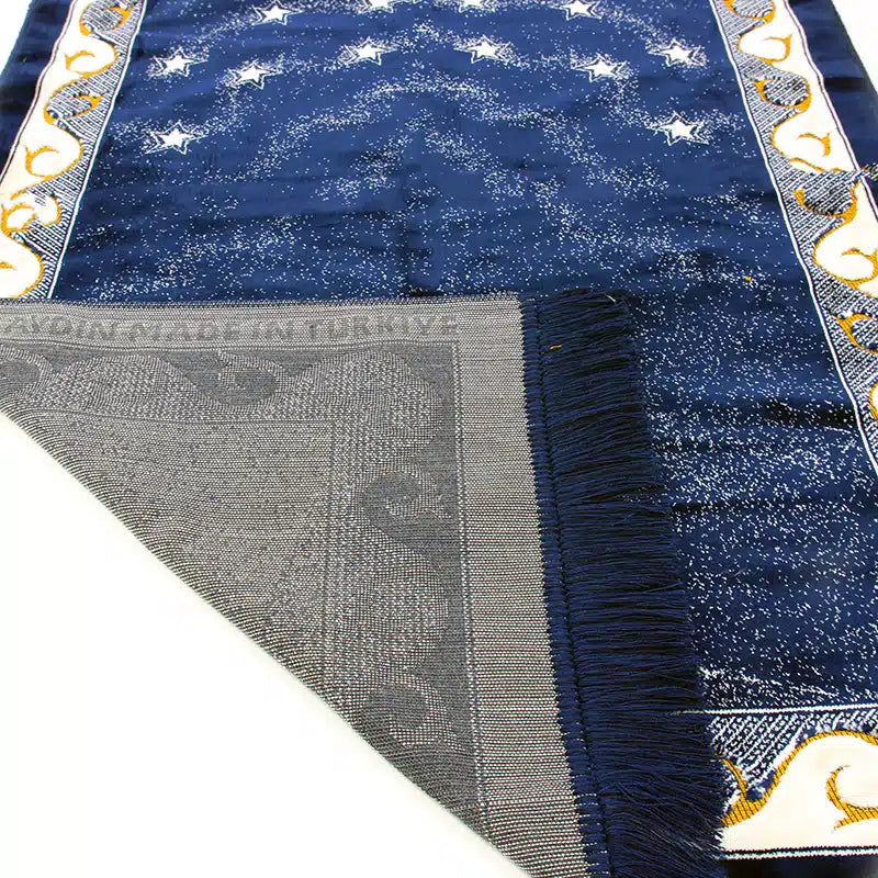 Sp.Sec.Ultra Duble Navy Blue, Cream And Gold Prayer Mat