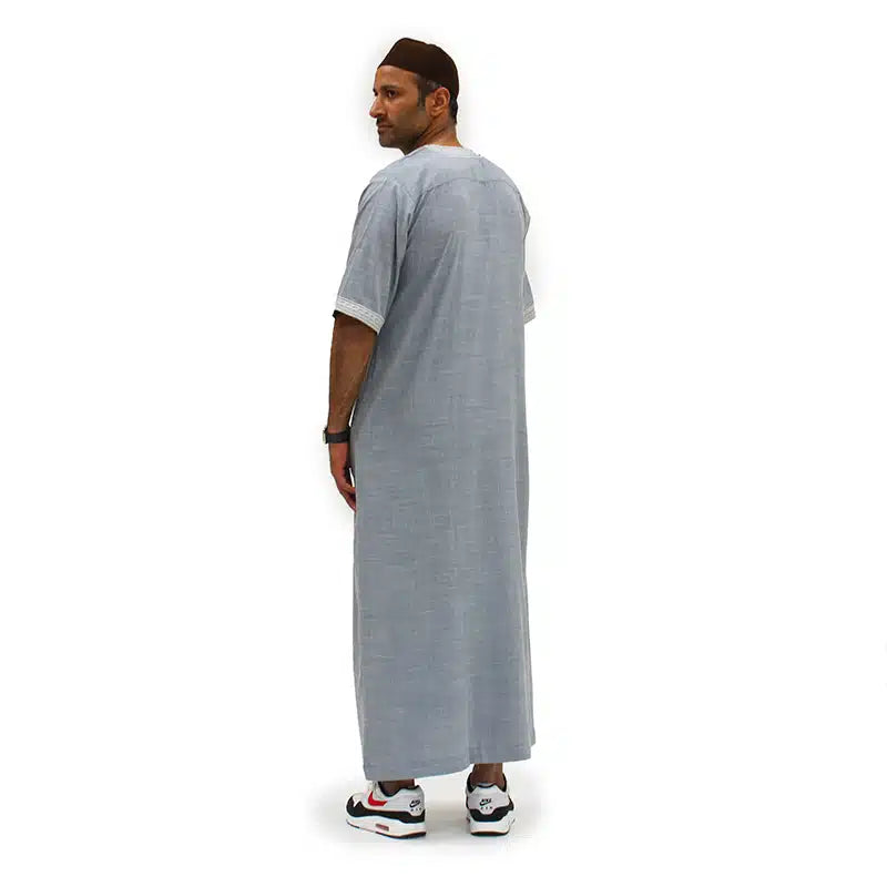 Moroccan Half Sleeve Cloud Grey Thobe 1076-02