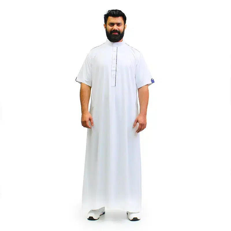 Collared White & Blue Thobe 977