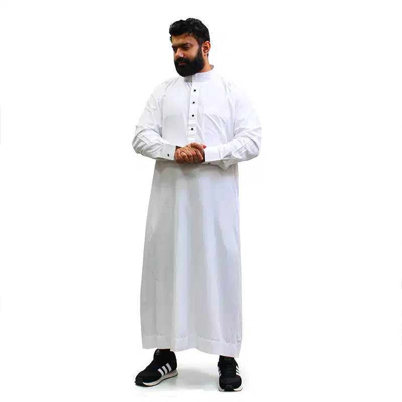 Plain White Collared Thobe 1500