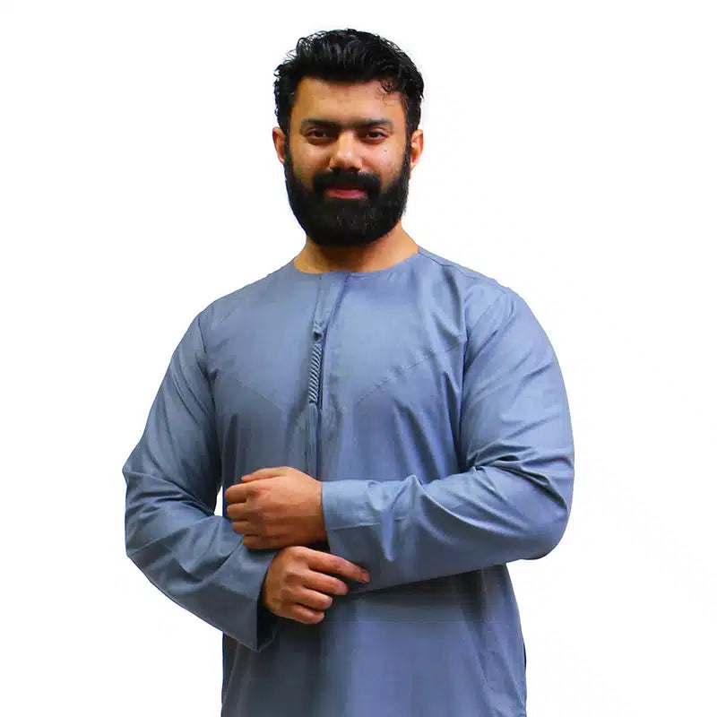 Omani Tasseled Denim Blue Thobe