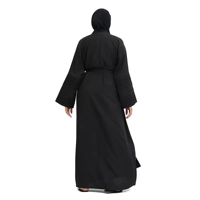 Women's Linen Open Black Abaya