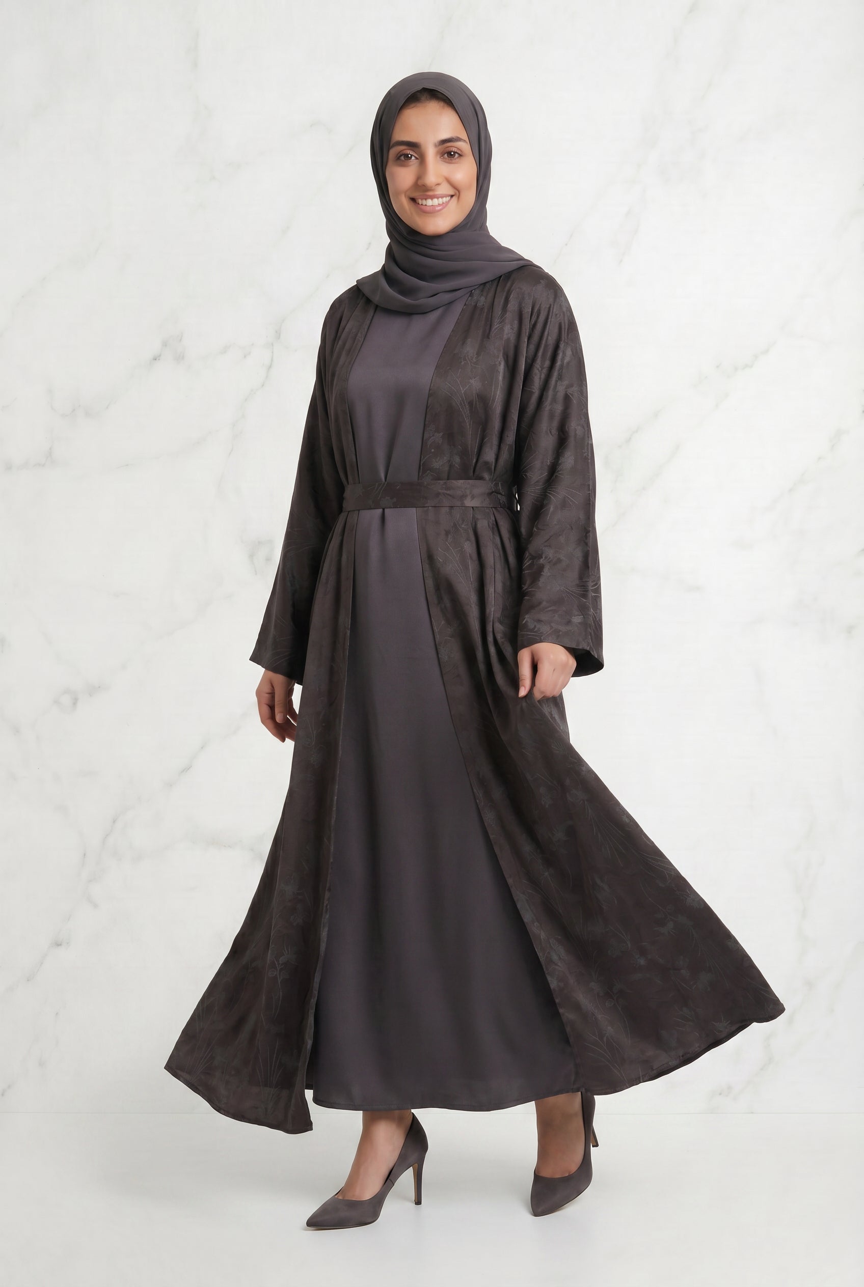 Samira Satin Abaya 655 Col 3 Chocolate Brown