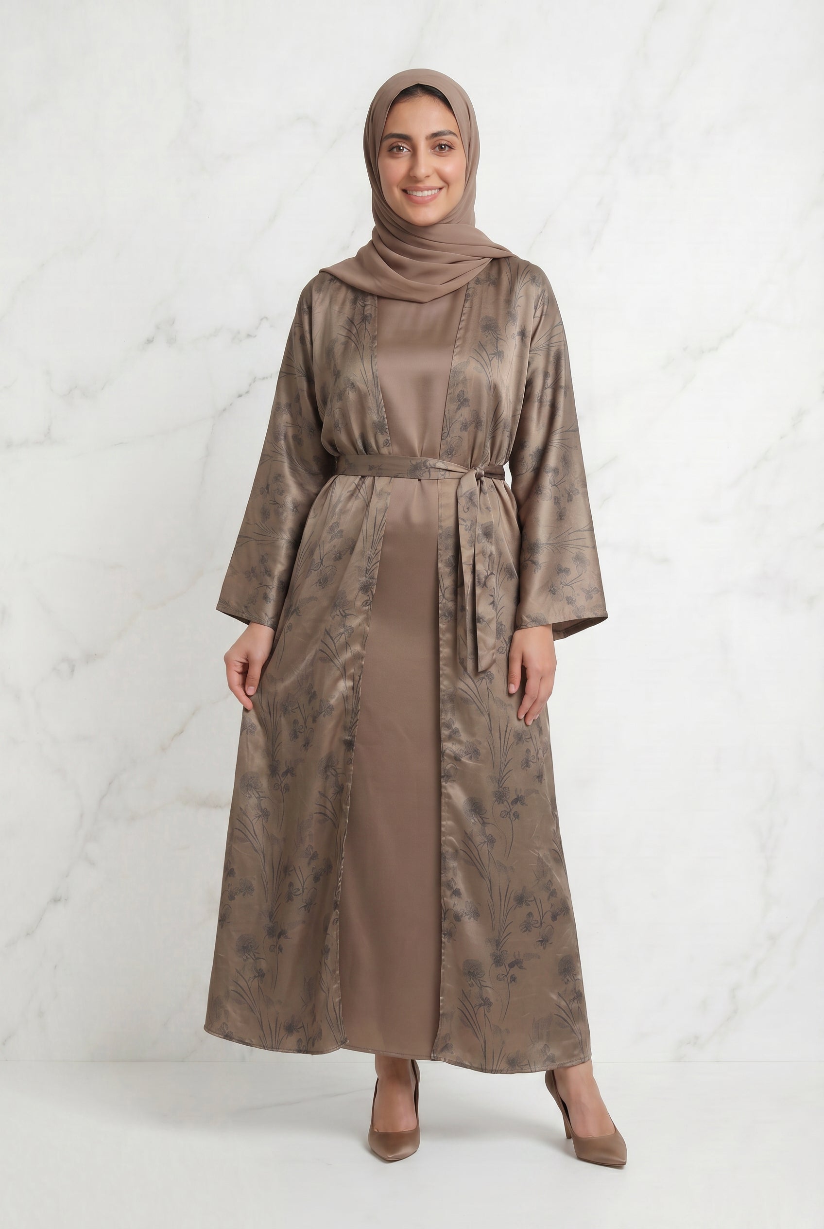 Samira Satin Abaya 655 Col 2 Brown