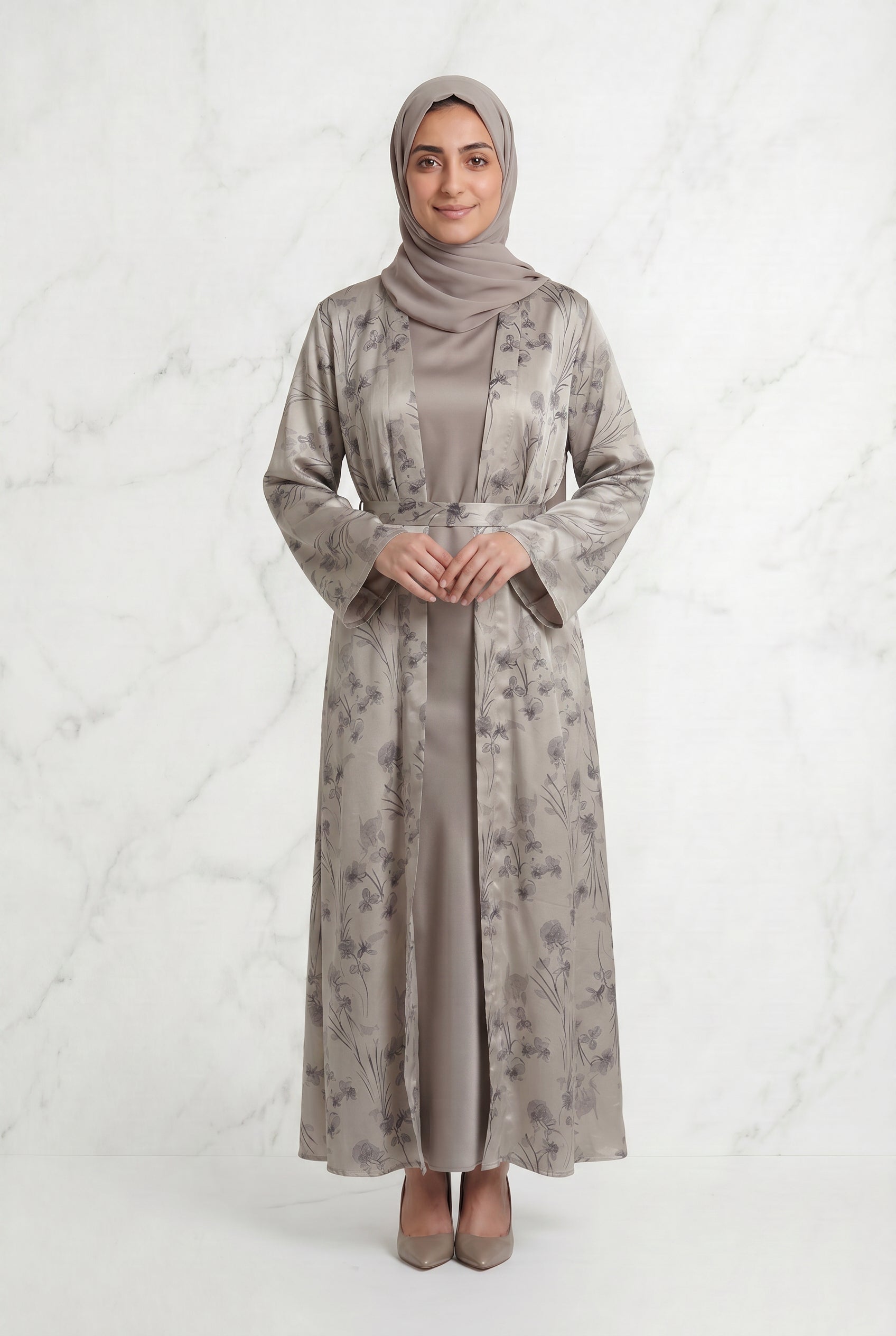 Samira Satin Abaya 655 Col 1 Ivory