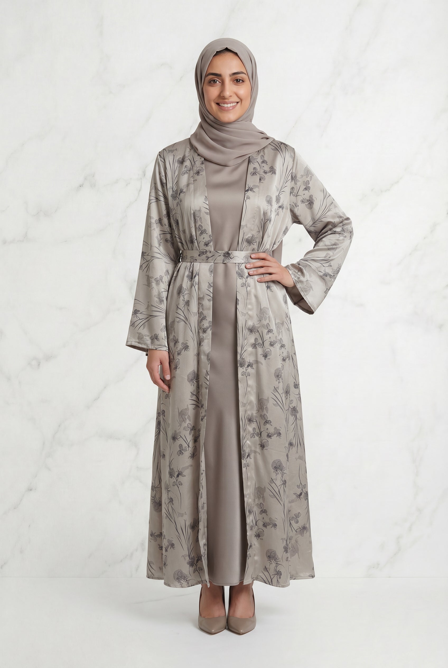 Samira Satin Abaya 655 Col 1 Ivory
