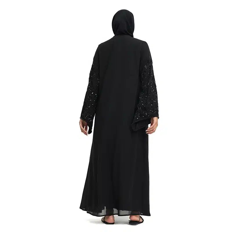 Hina Pearl Chiffon Double Black Beaded Kimono