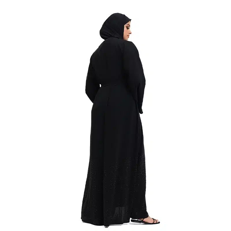 Aminah Detailed Button Black Abaya