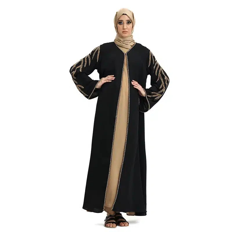 Chiffon Black & Gold Embroidered Kimono