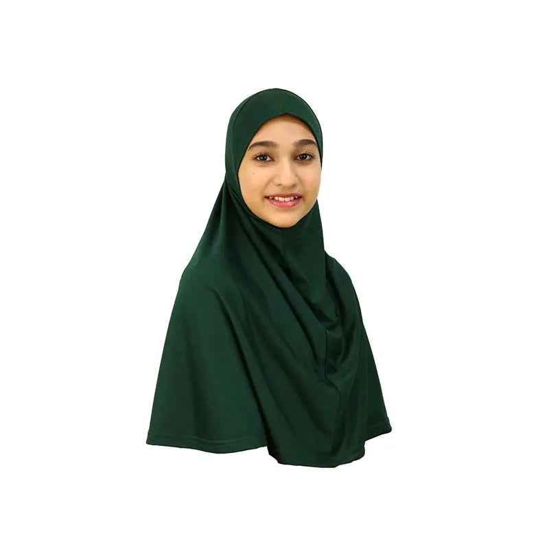 Bottle Green Girls Hijab - Large Size
