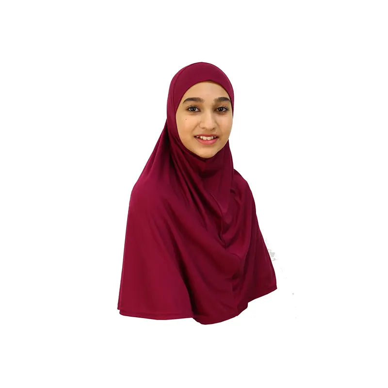 Burgundy Girls Hijab - Large Size