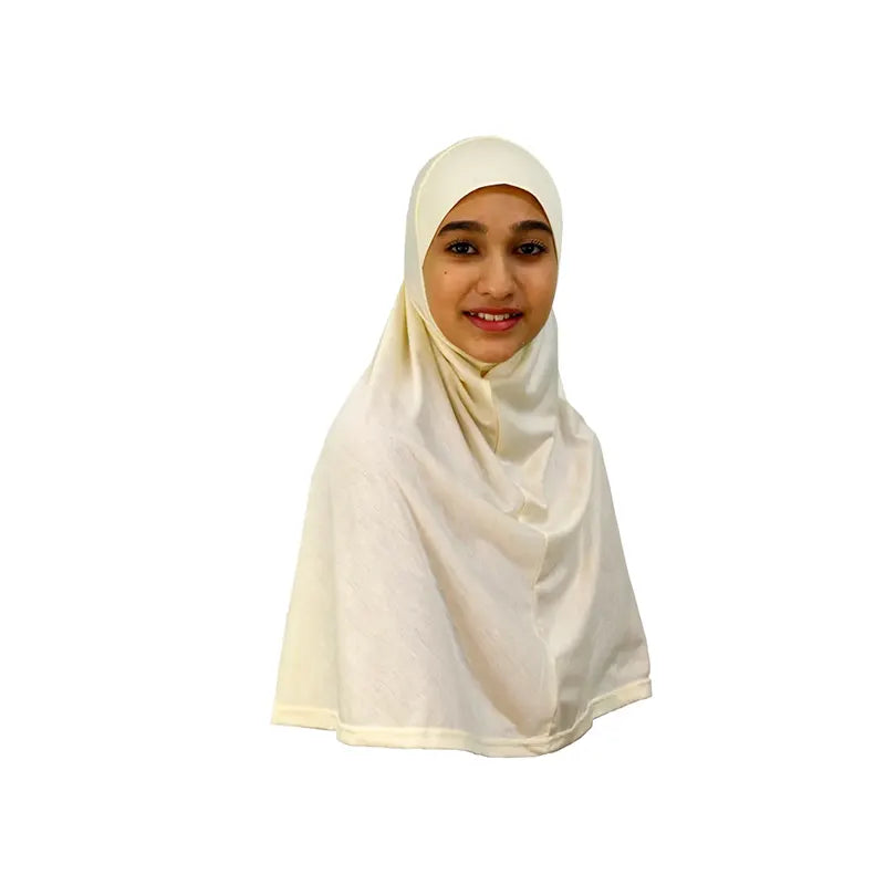 Cream Girls Hijab - Large Size