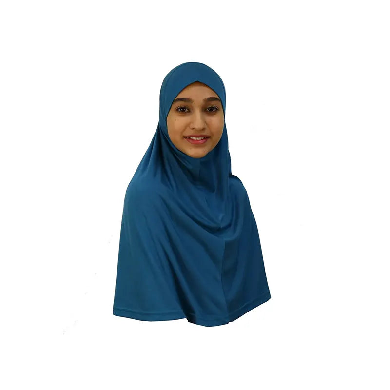 Dark Teal Girls Hijab - Large Size