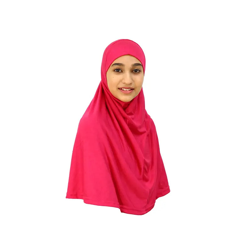 Bright Pink Girls Hijab - Large Size