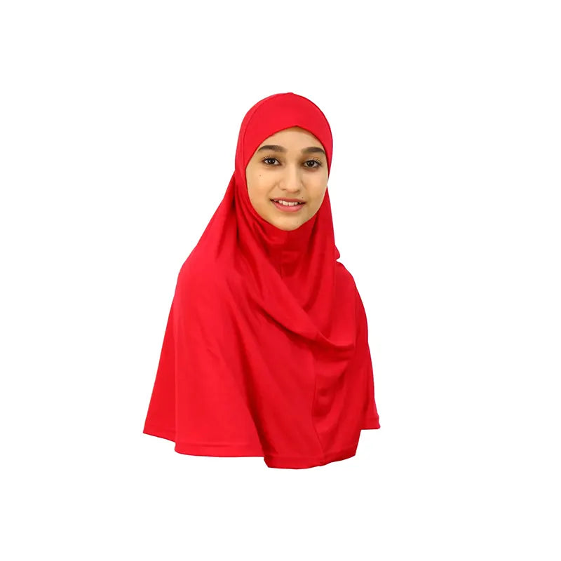 Red Girls Hijab - Large Size
