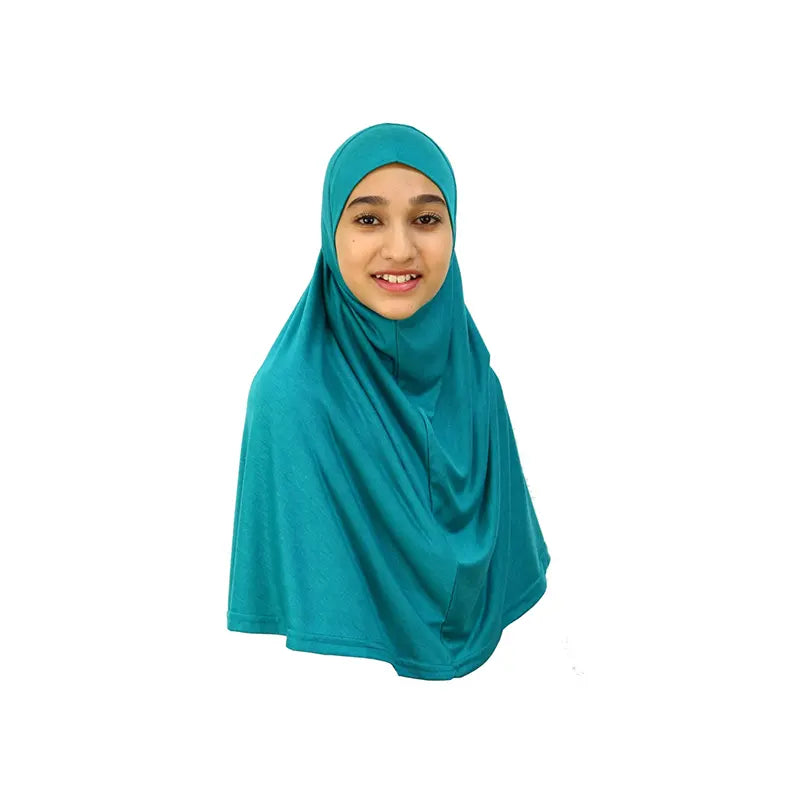 Teal Girls Hijab - Large Size