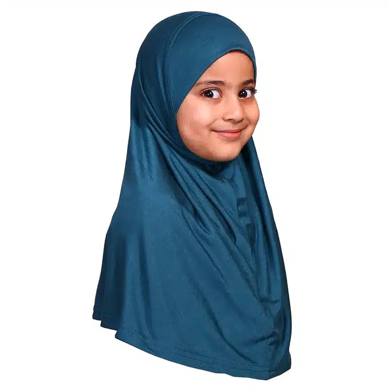 Dark Teal Girls Hijab - Small Size