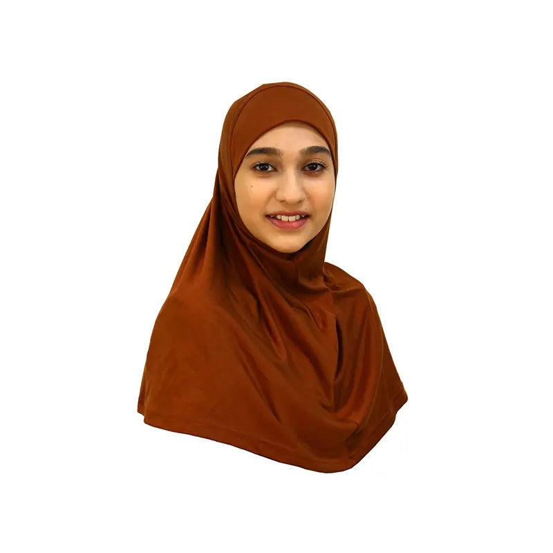Brown 37 Girls Hijab - Medium Size