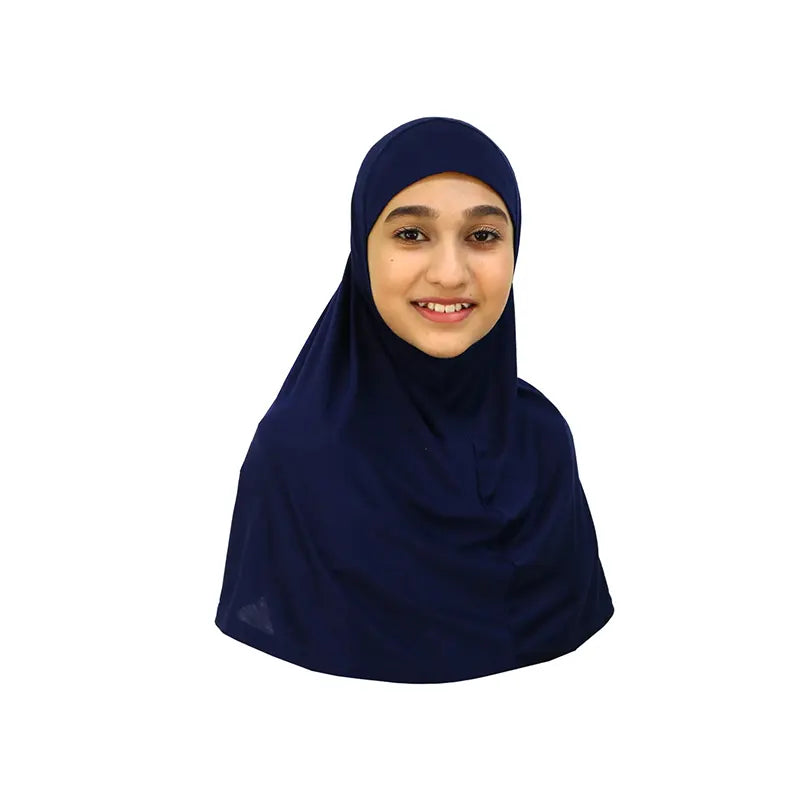 Navy Blue Girls Hijab - Medium Size