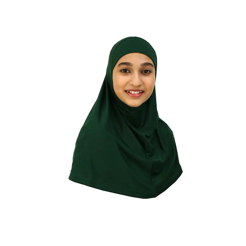 Bottle Green Girls Hijab - Medium Size
