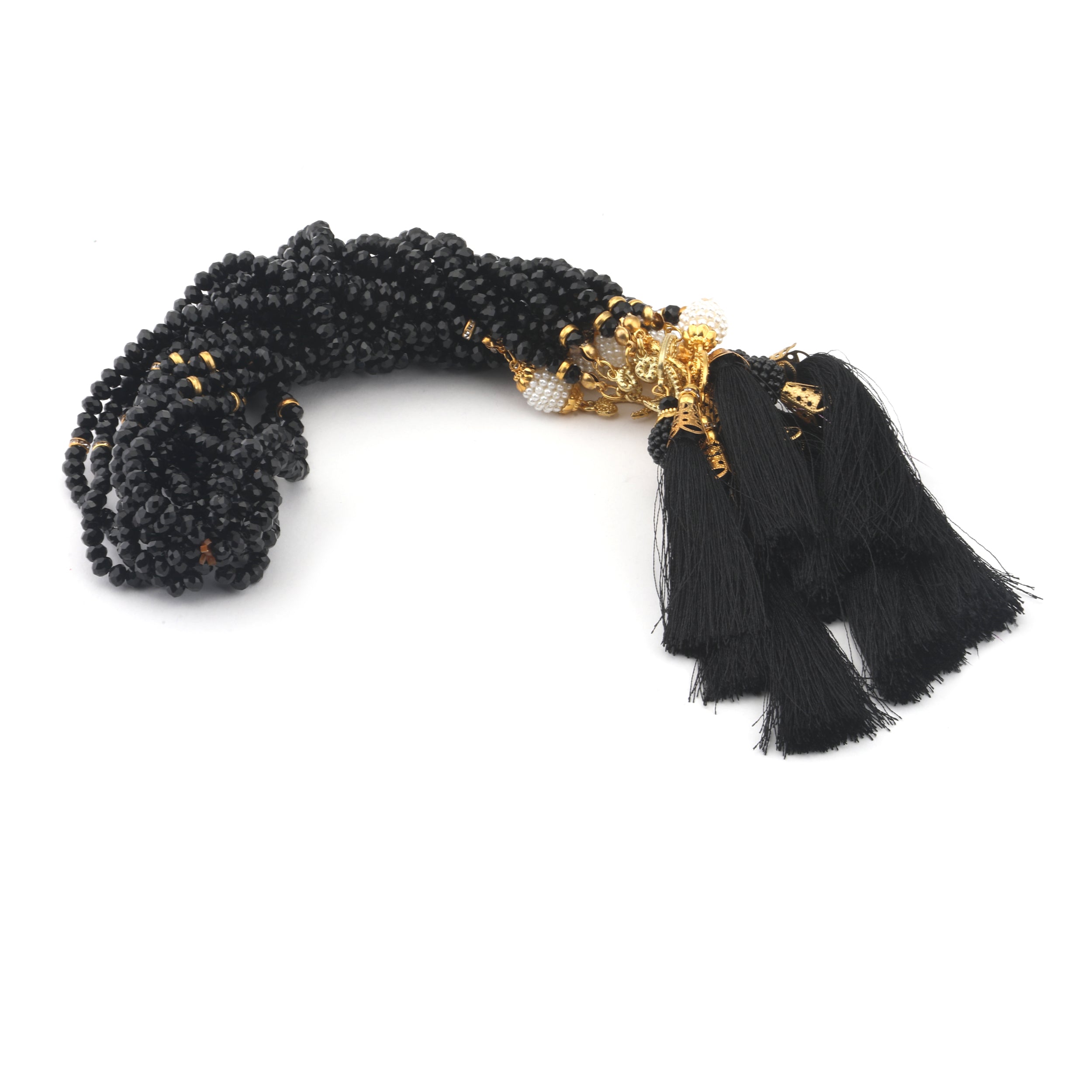 100 Bead Tasbih Crystal Effect Black