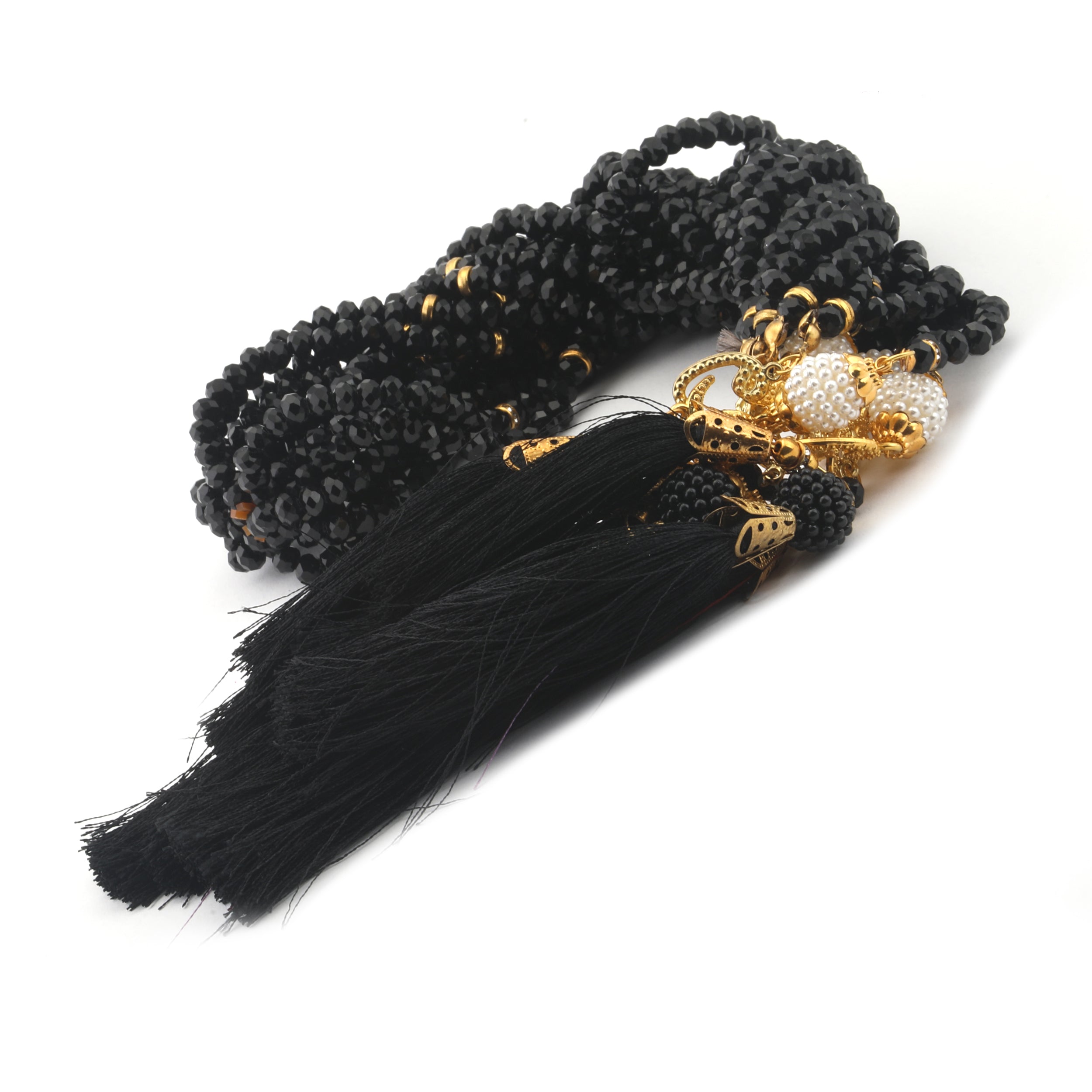 100 Bead Tasbih Crystal Effect Black