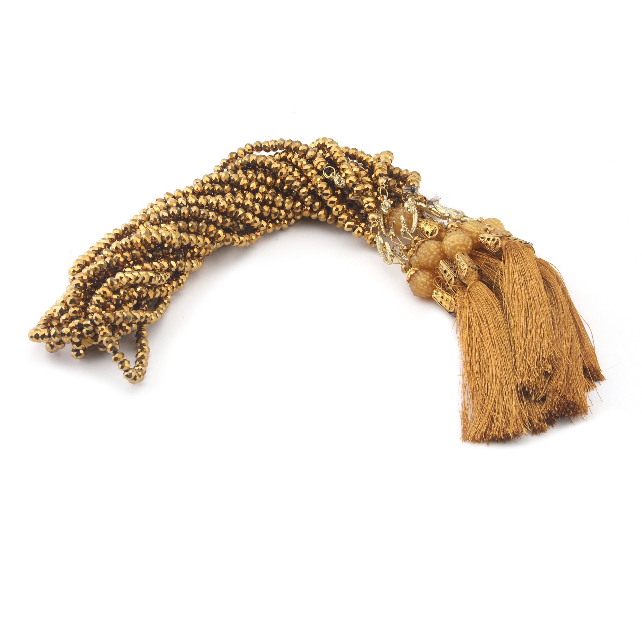 100 Bead Tasbih Crystal Effect Gold