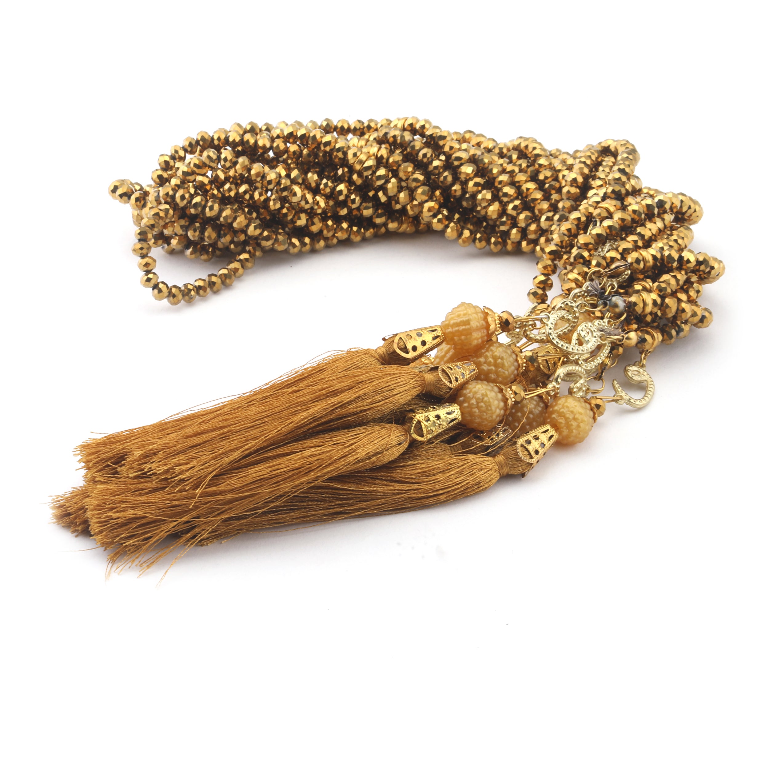 100 Bead Tasbih Crystal Effect Gold