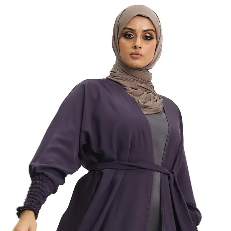 Elasticated Kimono with Belt Purple