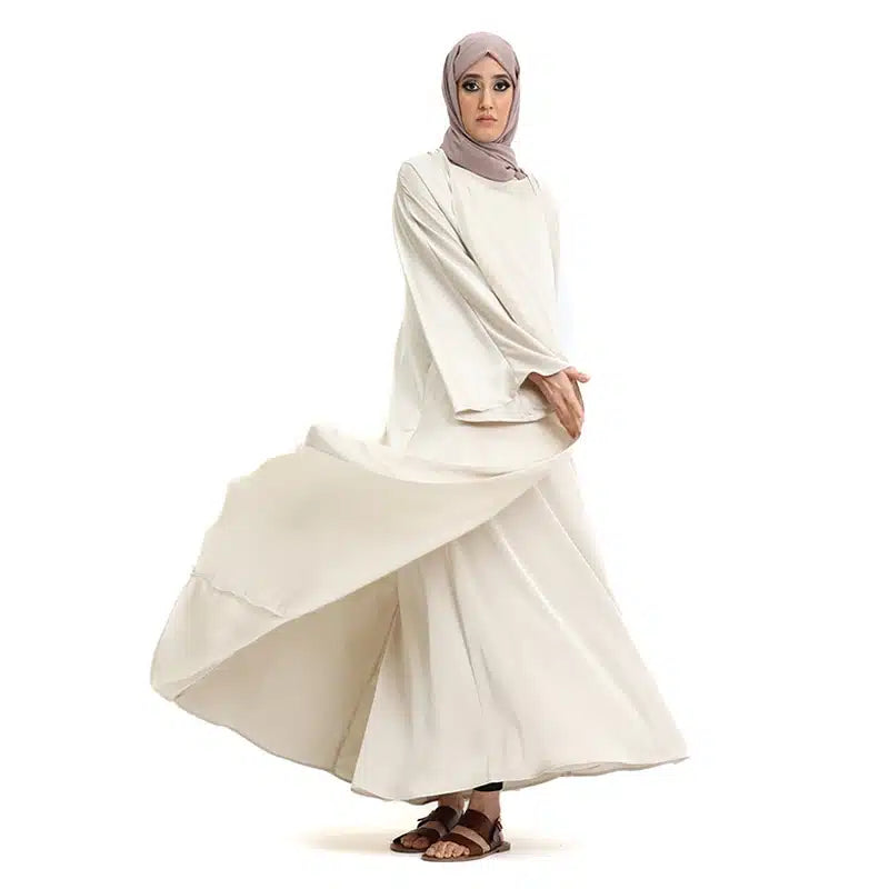 Two Piece Loose-fit Satin Ivory Kimono