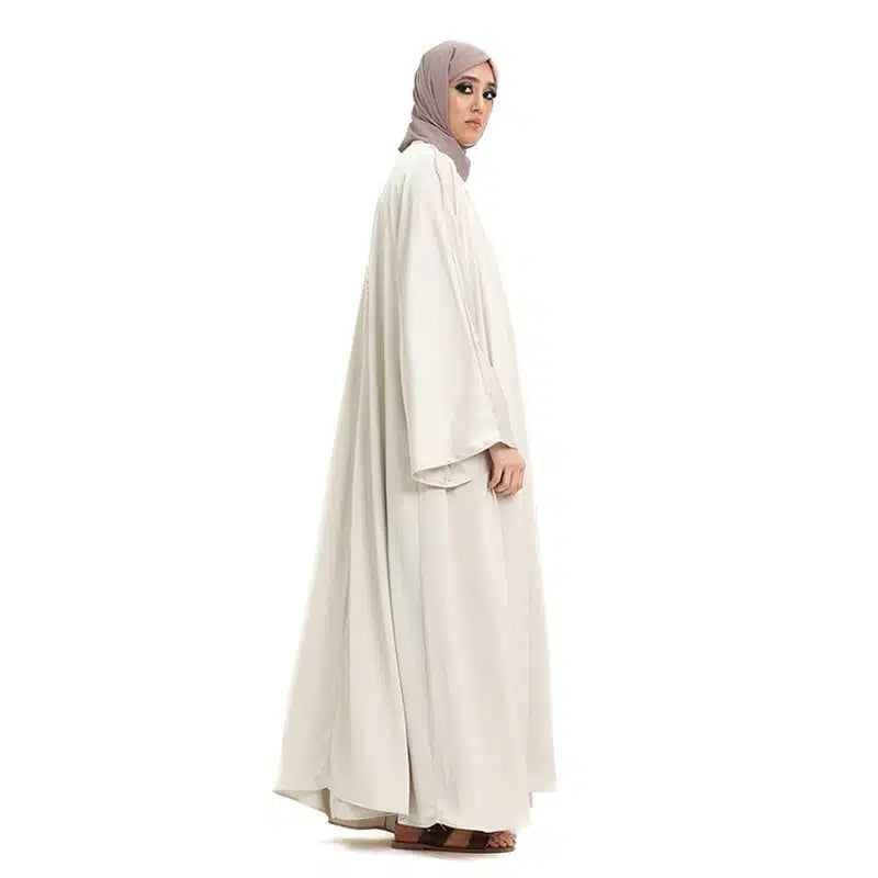 Two Piece Loose-fit Satin Ivory Kimono