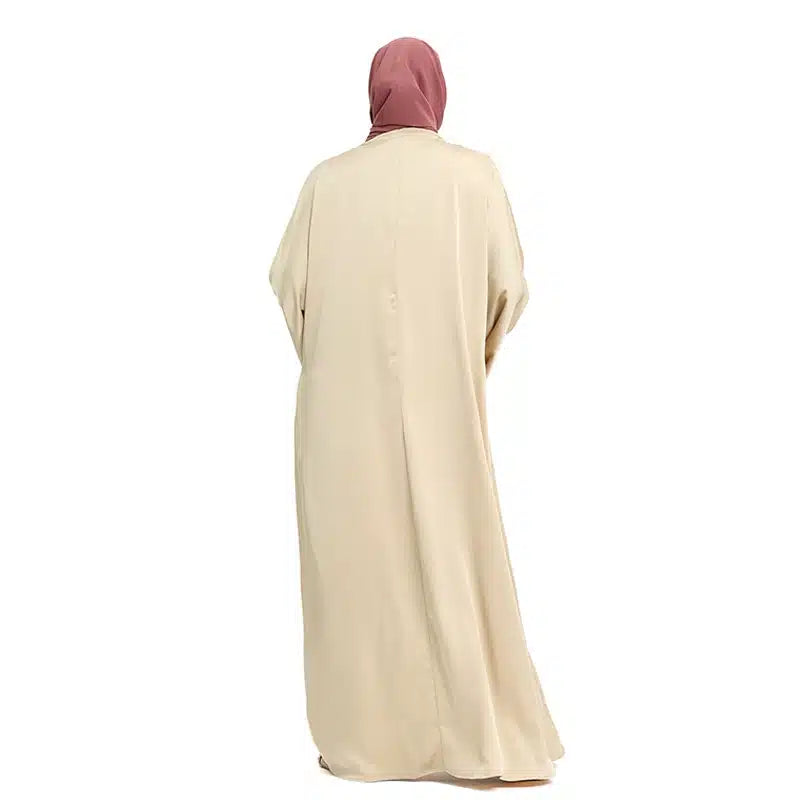 Two Piece Loose-fit Satin Coffee Cream Kimono