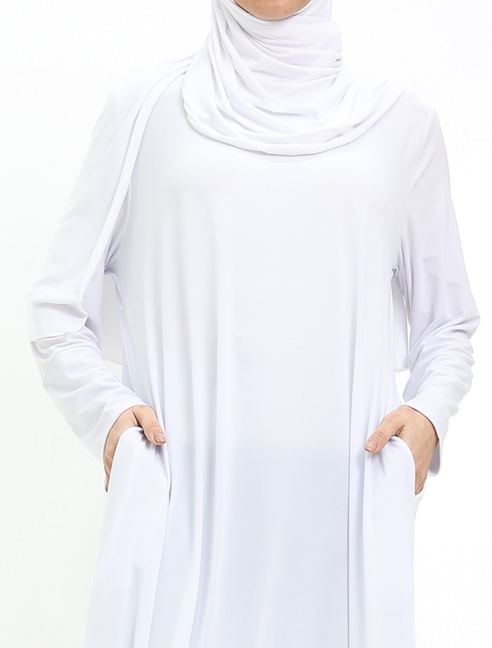 White Jersey Abaya