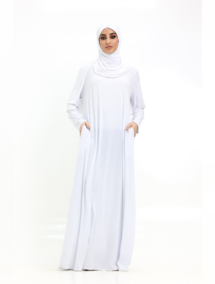 White Jersey Abaya