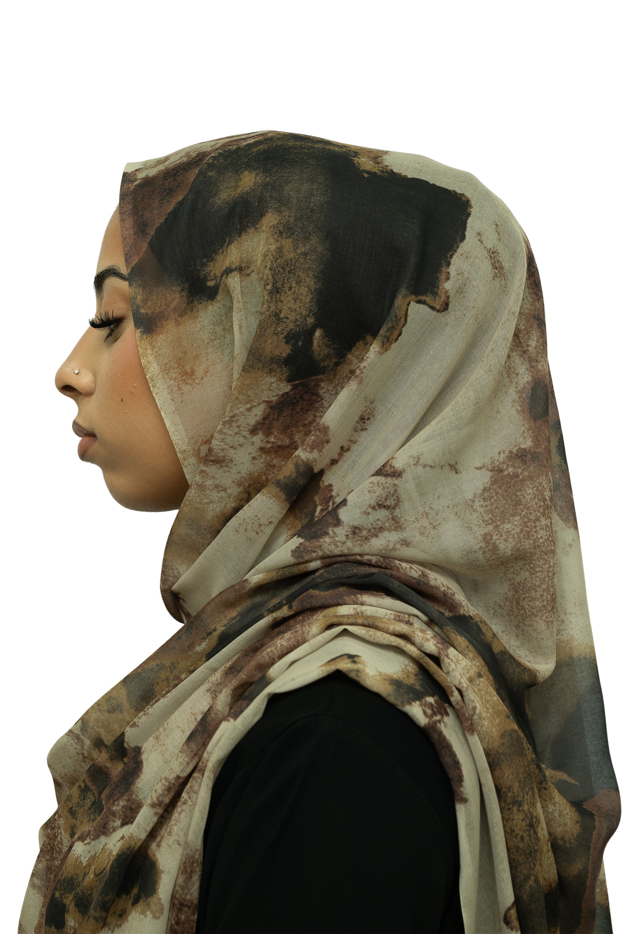 Watercolor Smooth Modal Hijab Black Brown