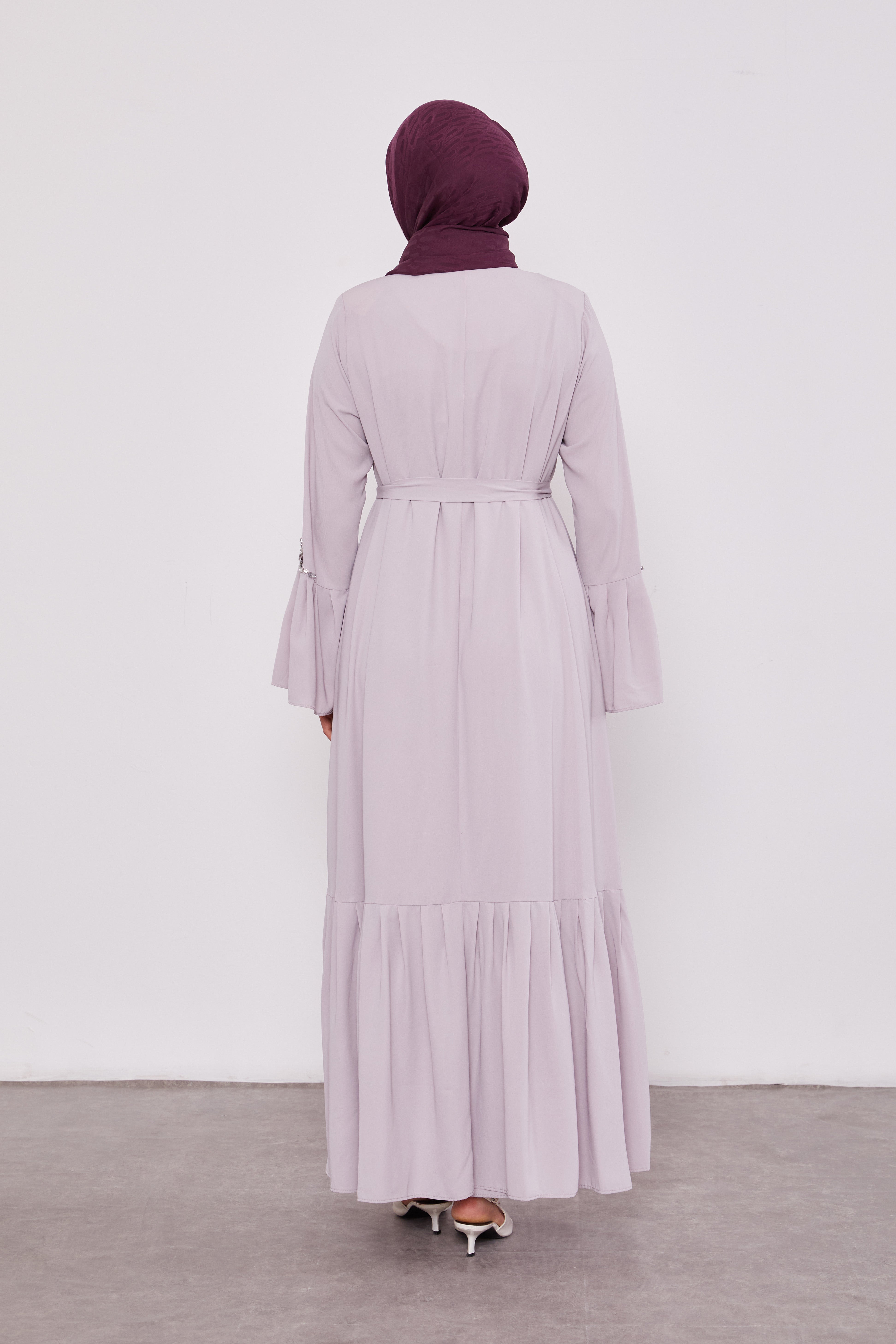 Two Piece Frilled Corsage Diamond Kimono Set Lilac 520709