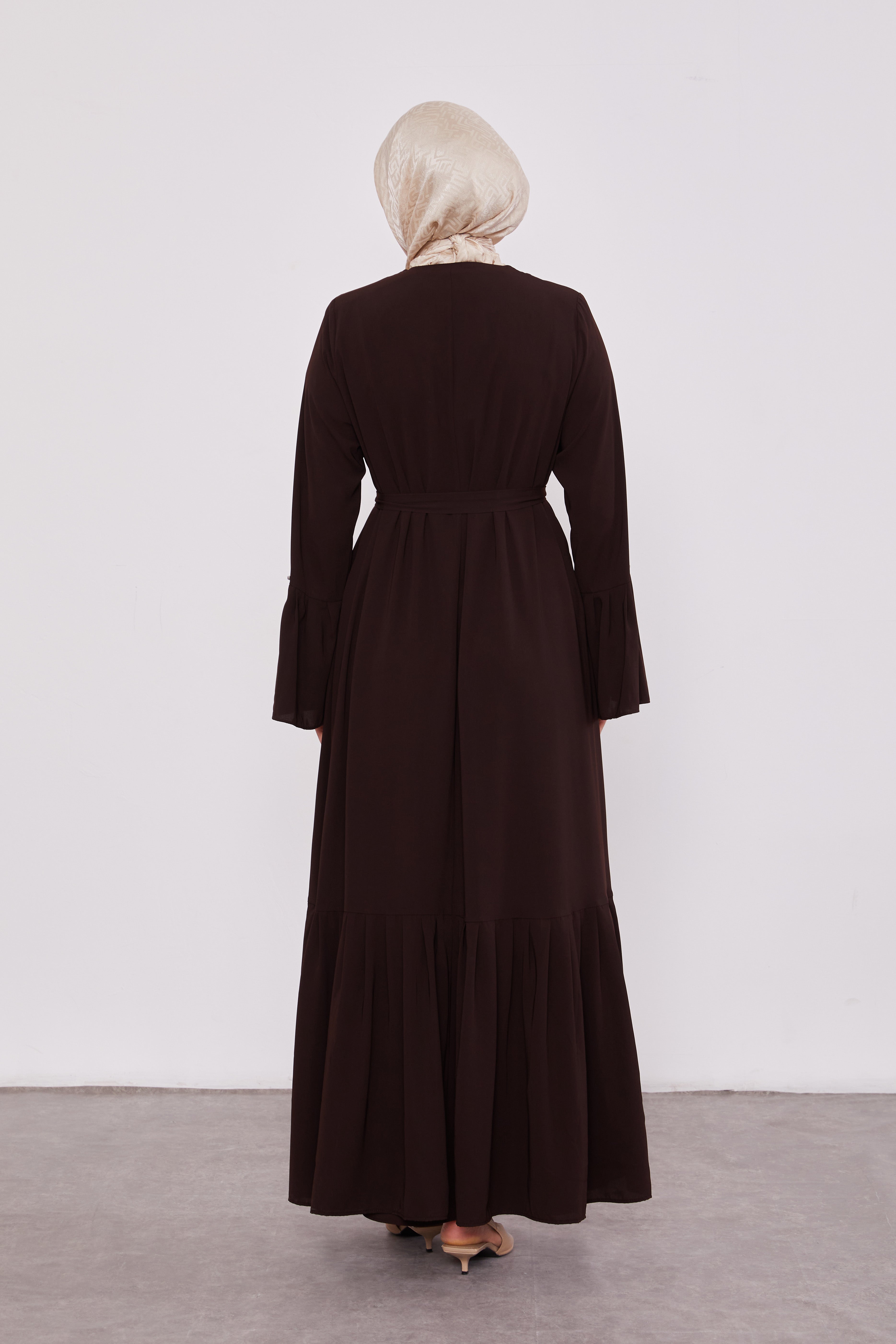 Two Piece Frilled Corsage Diamond Kimono Set Bitter Coffee 520709