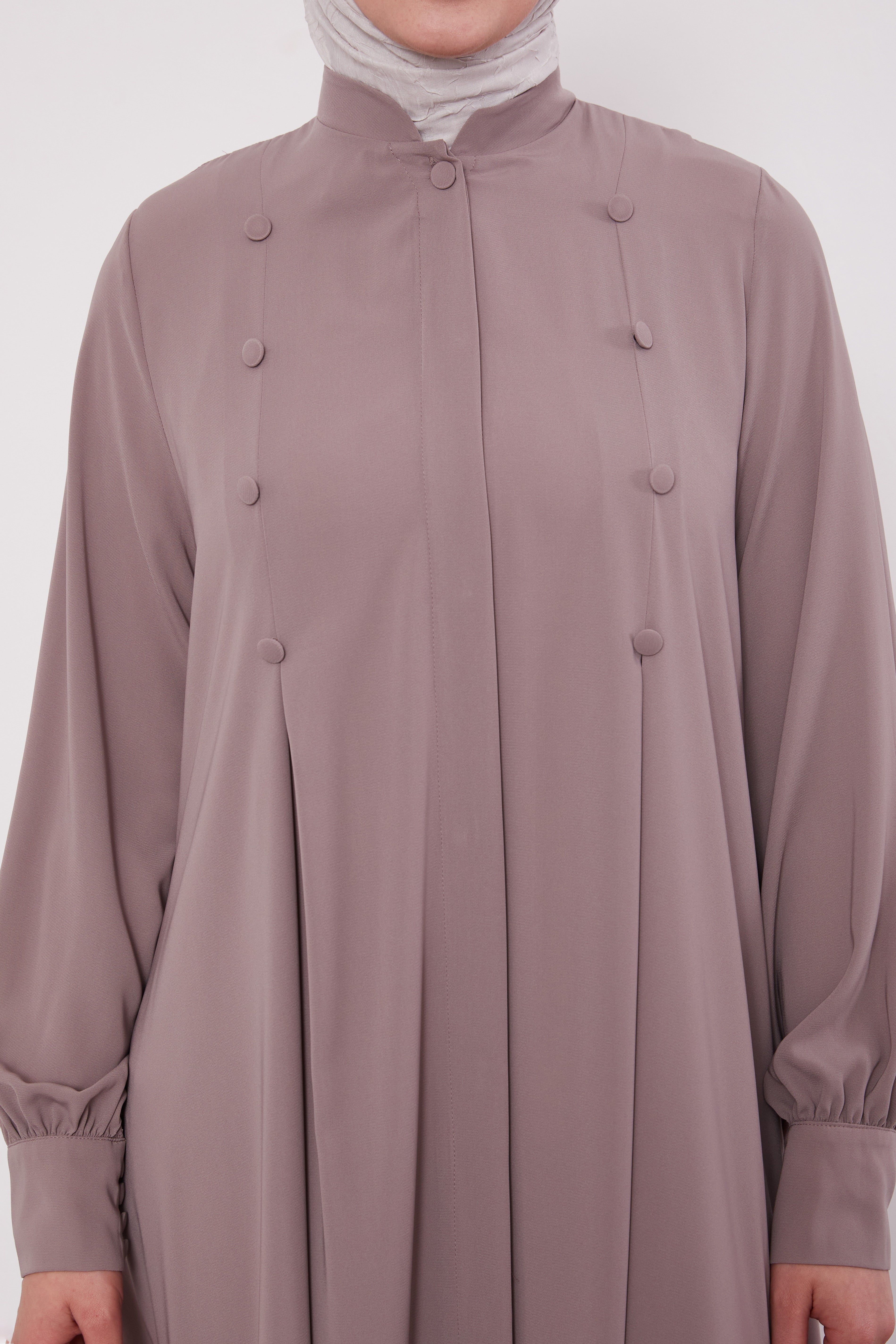 Epitome Pleated Buttoned Abaya Mink 520187