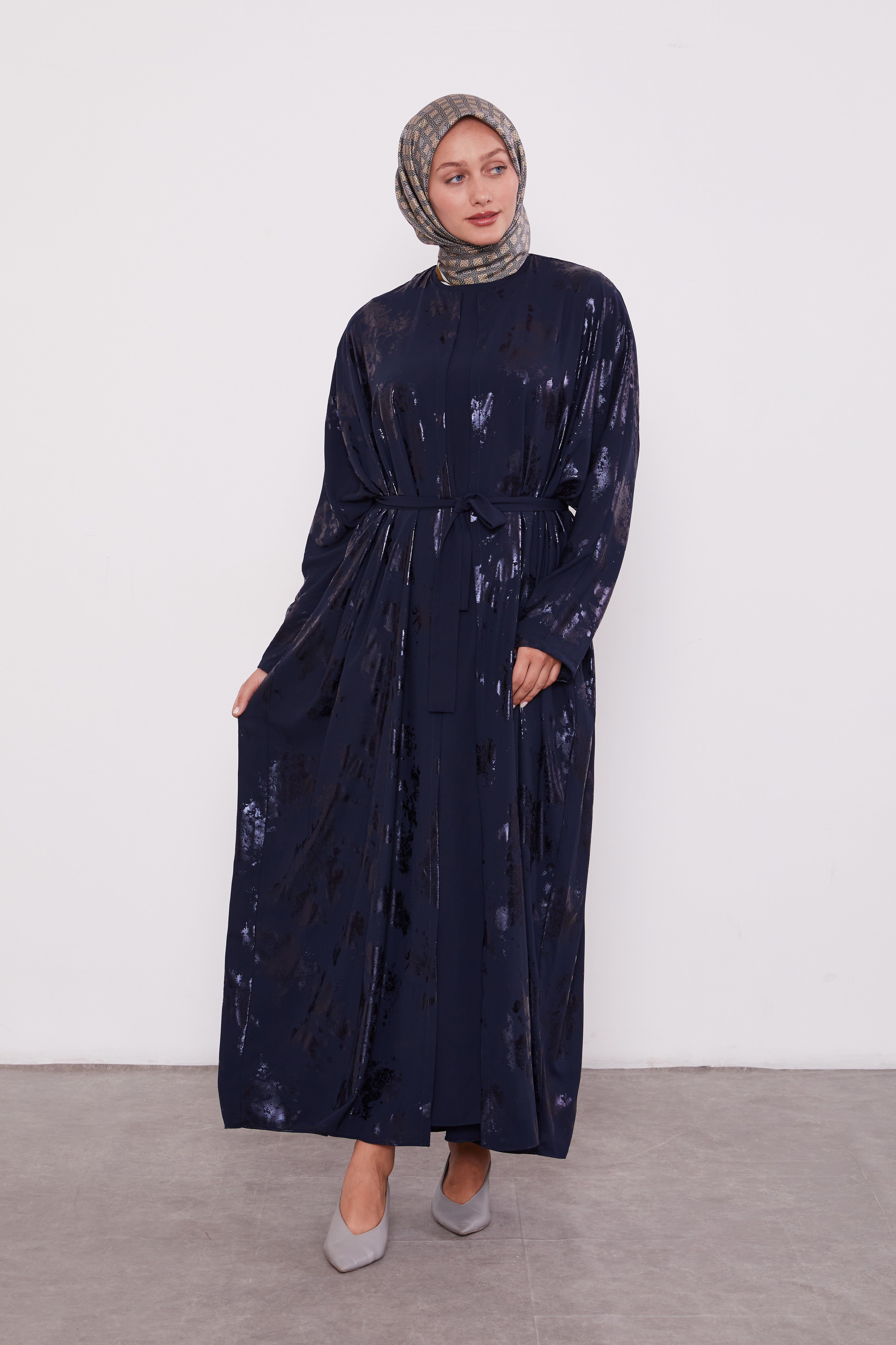 Shimmer Batwing Kimono Set Navy 520358
