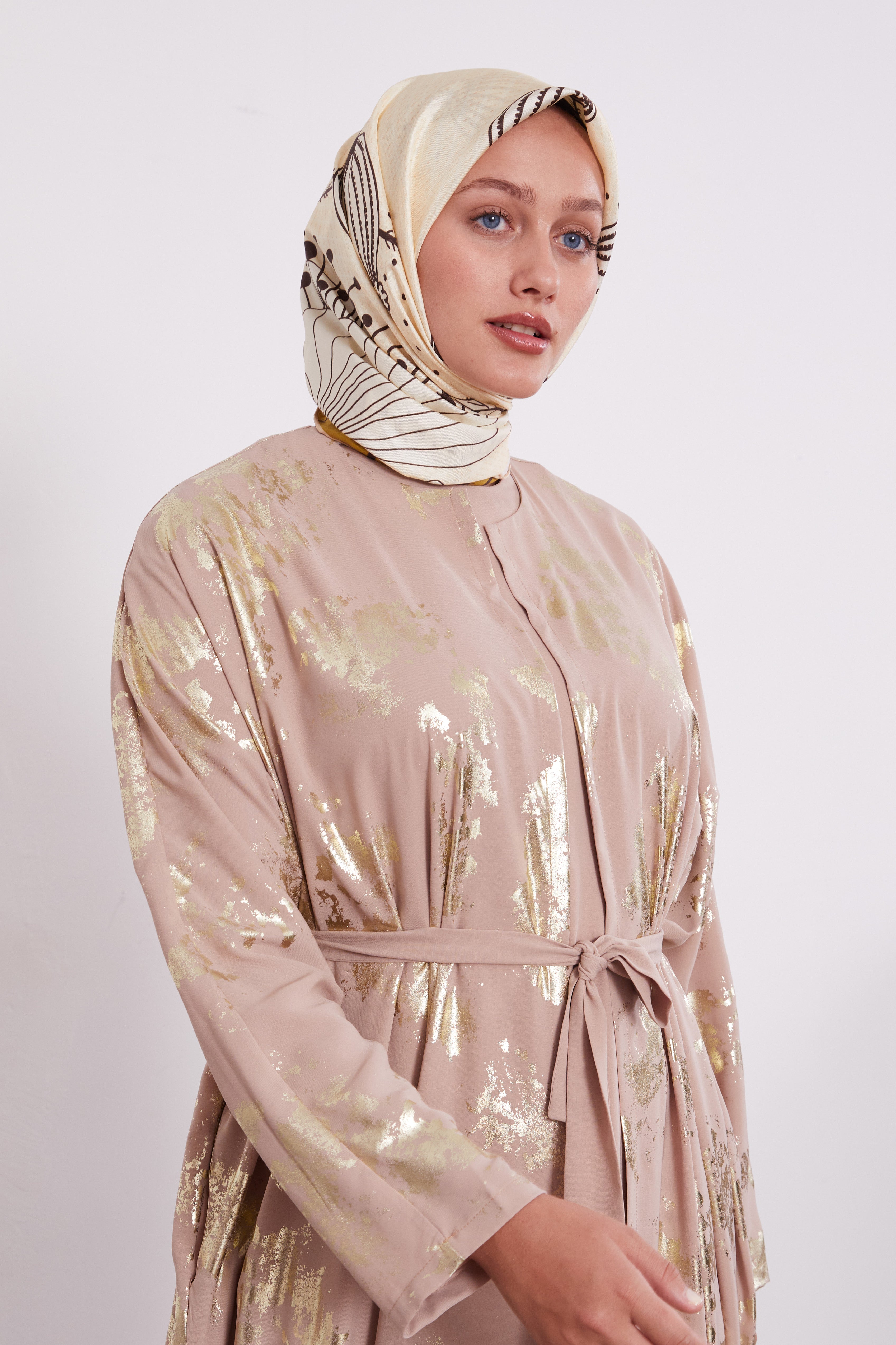 Shimmer Batwing Kimono Set Dark Beige 520358