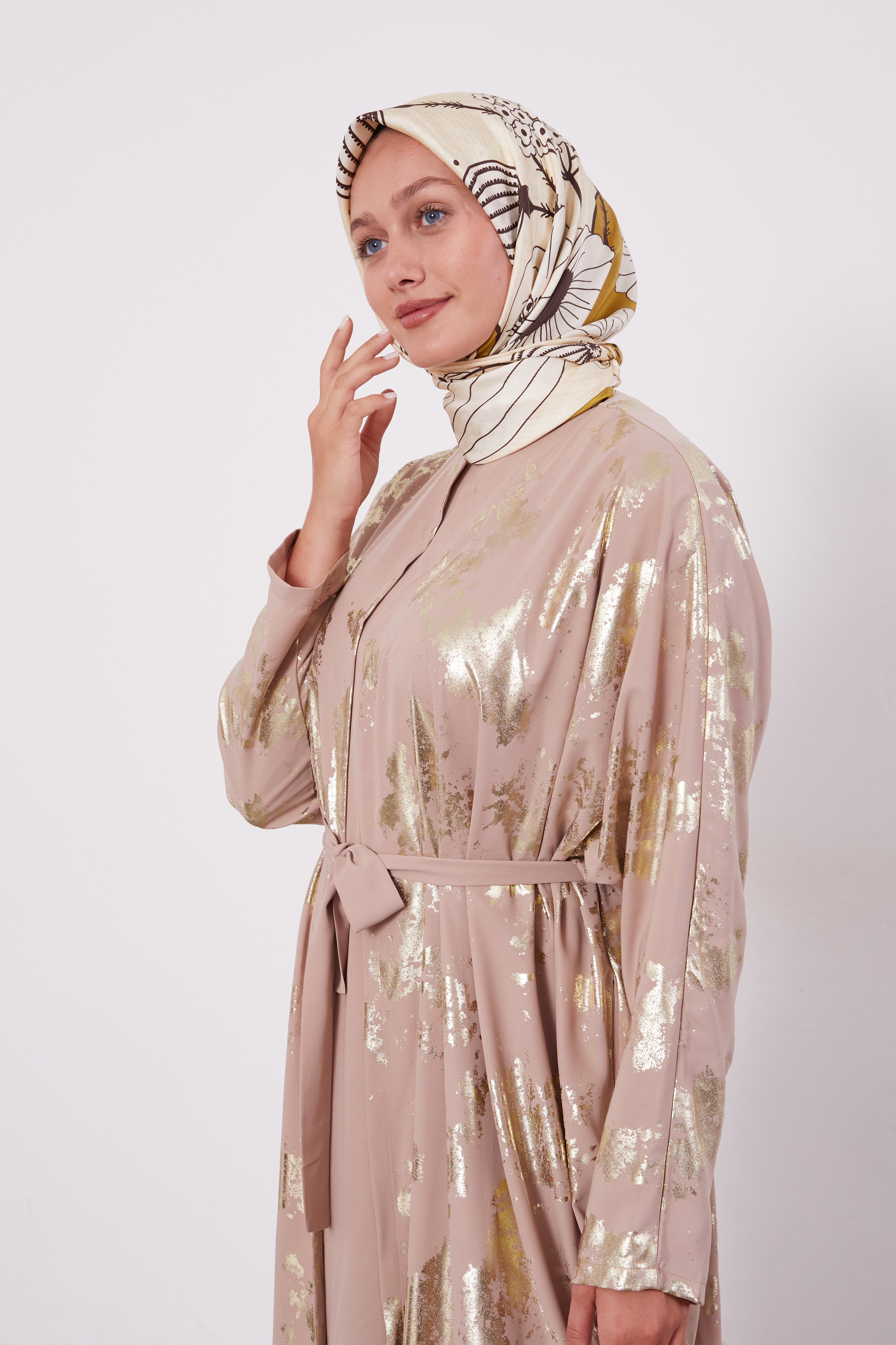 Shimmer Batwing Kimono Set Dark Beige 520358
