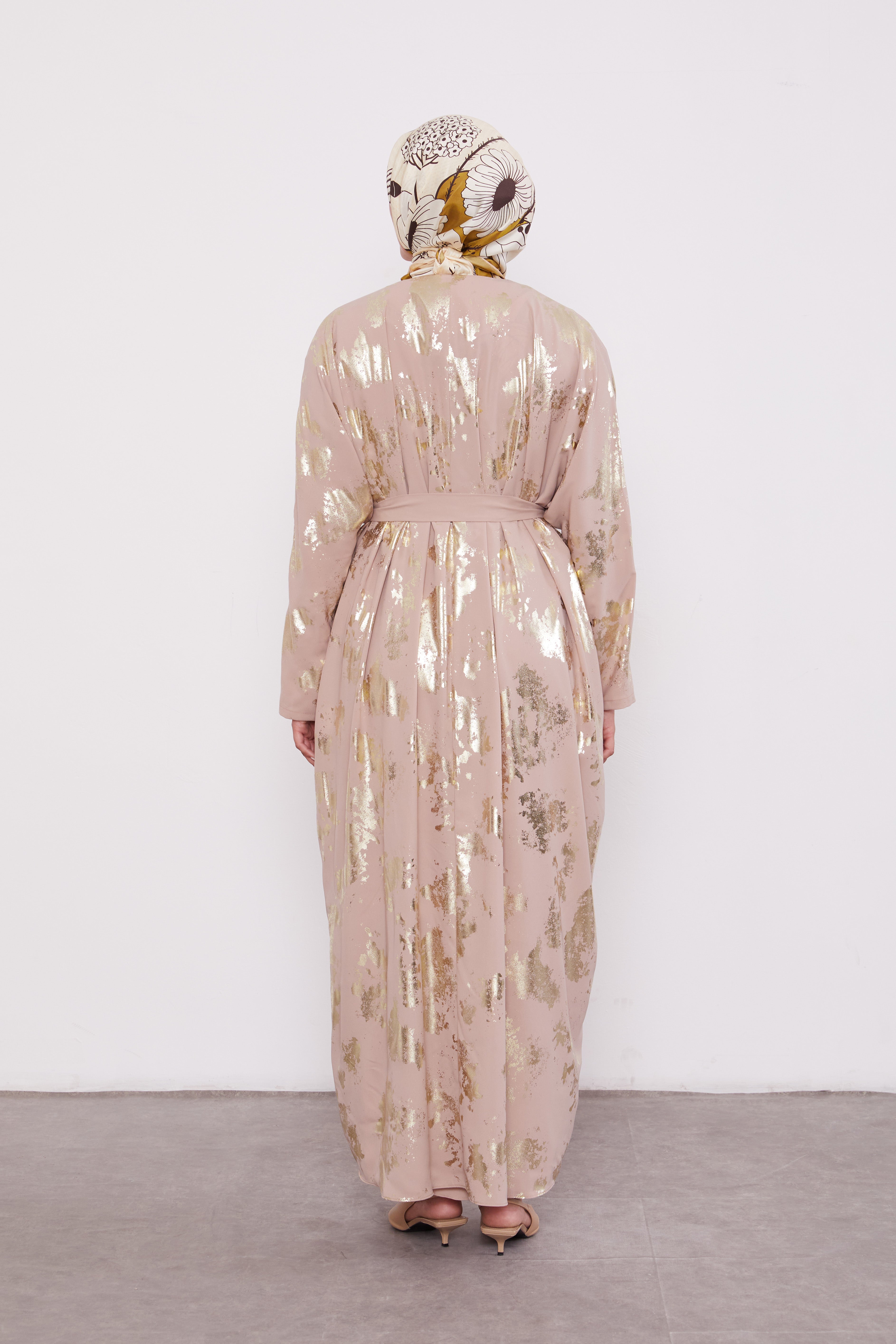 Shimmer Batwing Kimono Set Dark Beige 520358