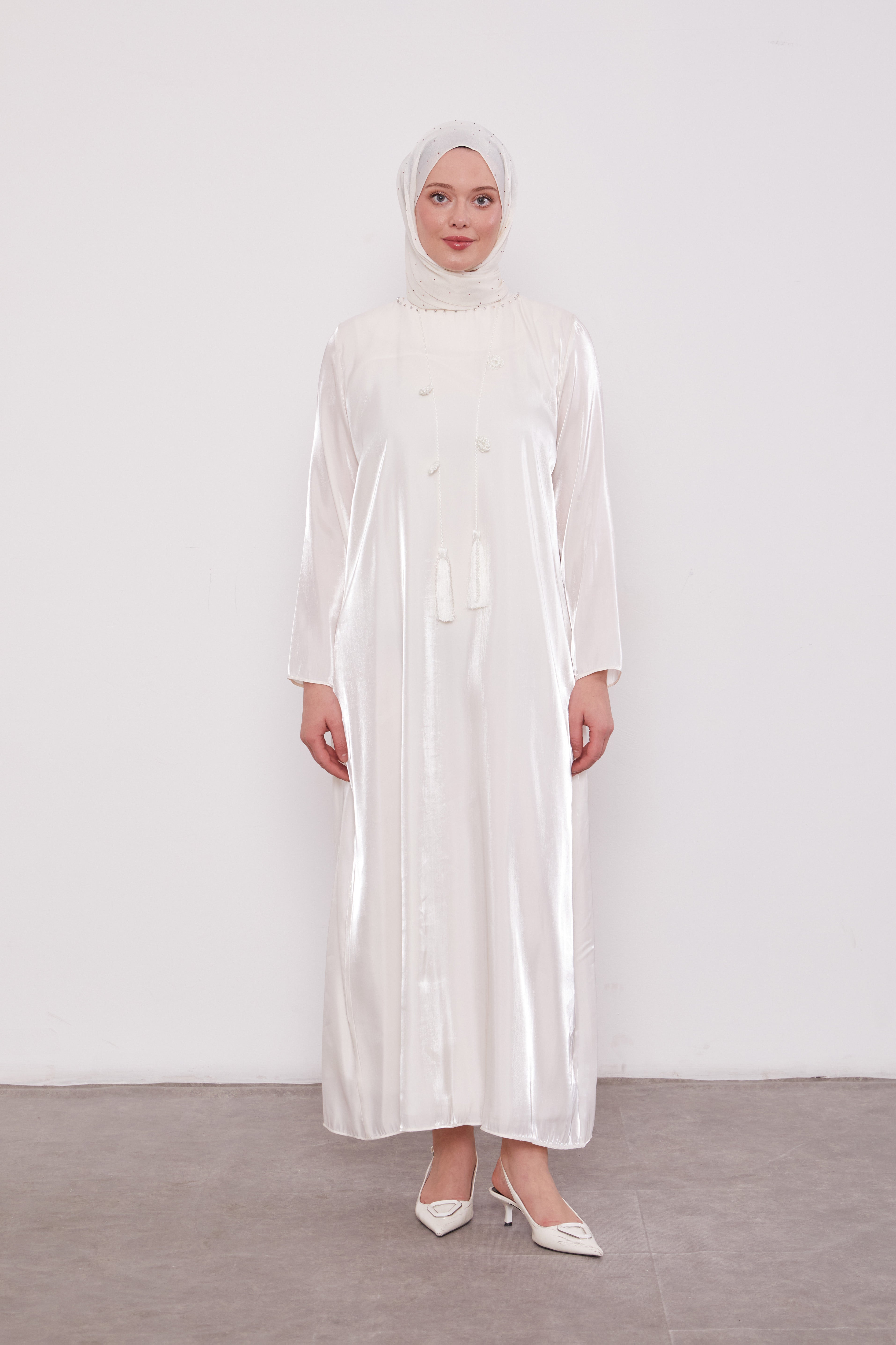 Organza 2 Piece Detailed Kimono Set Ivory