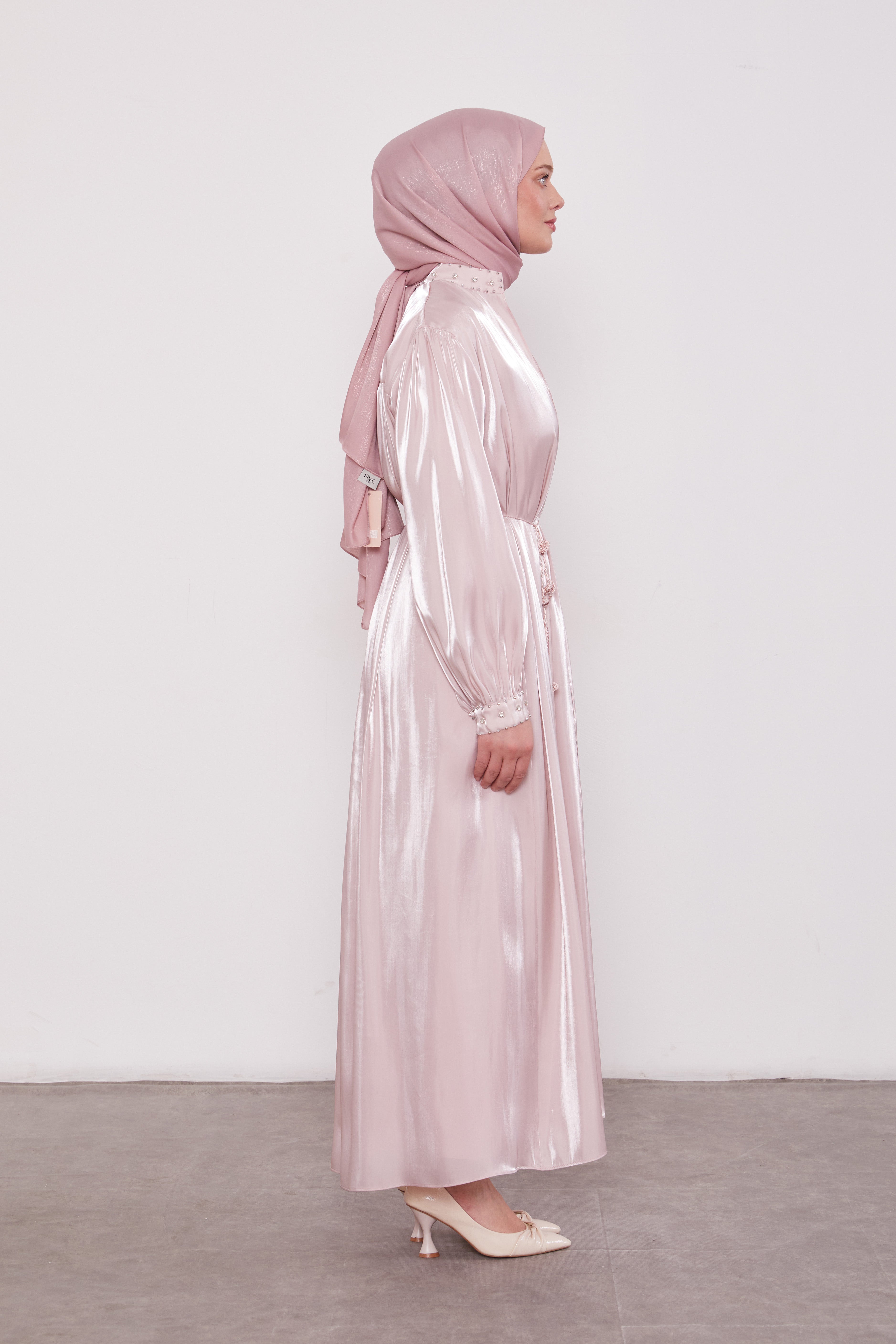 Organza 2 Piece Detailed Kimono Set Pink