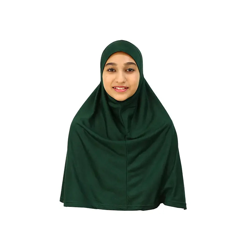 Bottle Green Girls Hijab - Large Size