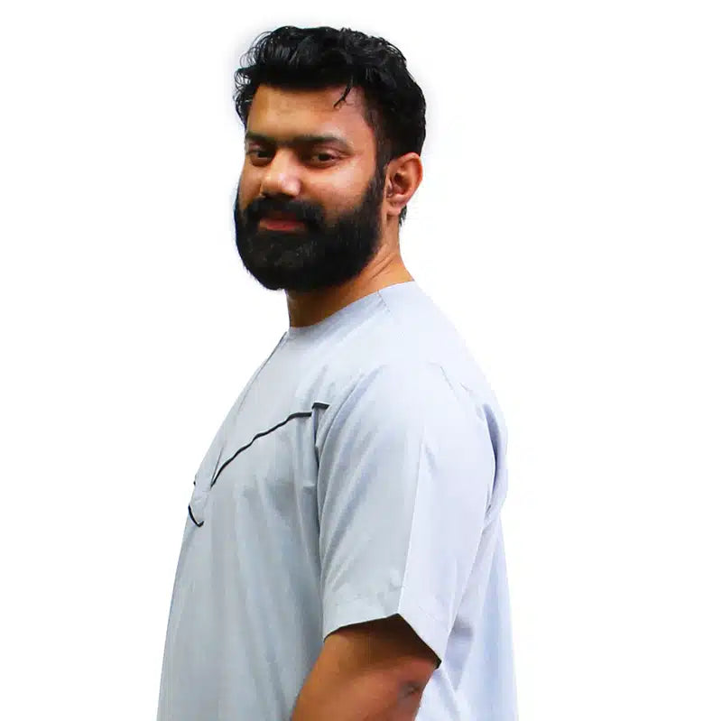 Omani Half Sleeve Light Grey Thobe 1516-03