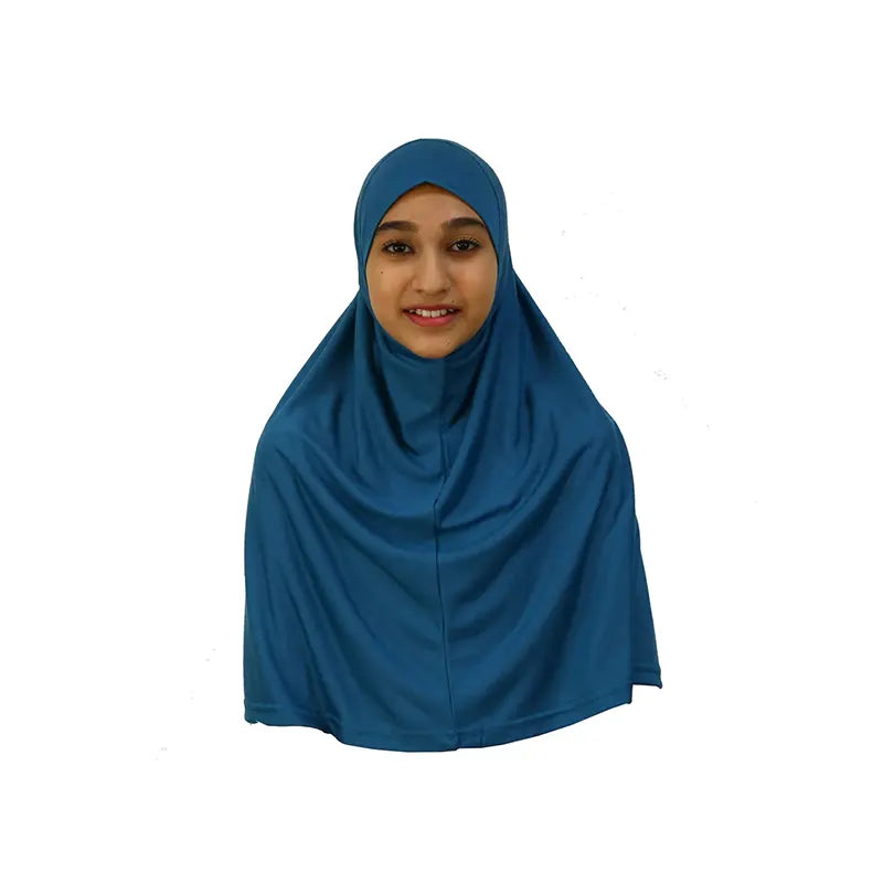 Dark Teal Girls Hijab - Large Size